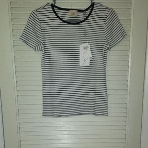 Elie Tahari Ribbed Striped Short Sleeve Tee NWT XS